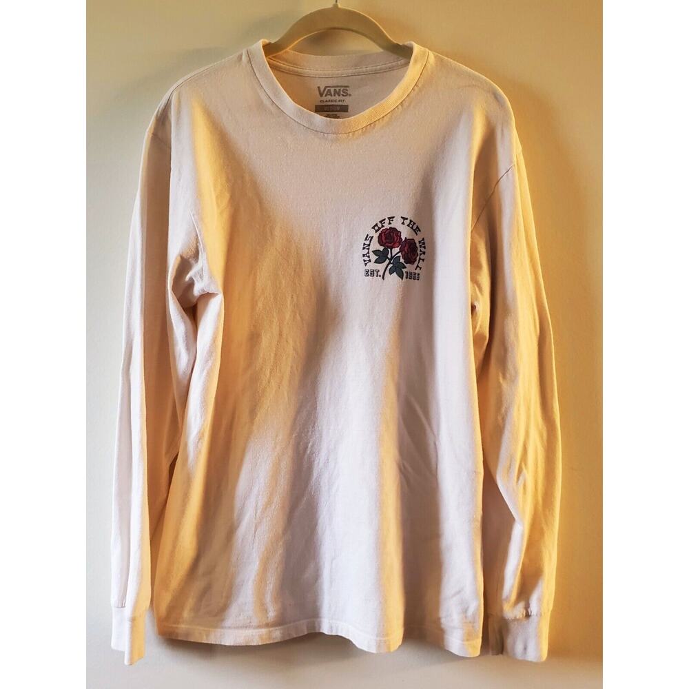 Vans Rose Graphic Long Sleeve T-Shirt Size Medium Skate Surf Beach California